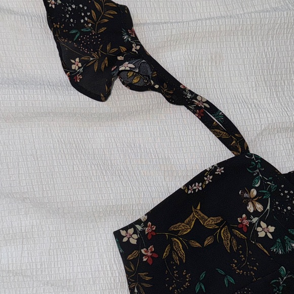 Navy Blue Flora Maxi Dress Delicate Cap Sleeve - Picture 3 of 5